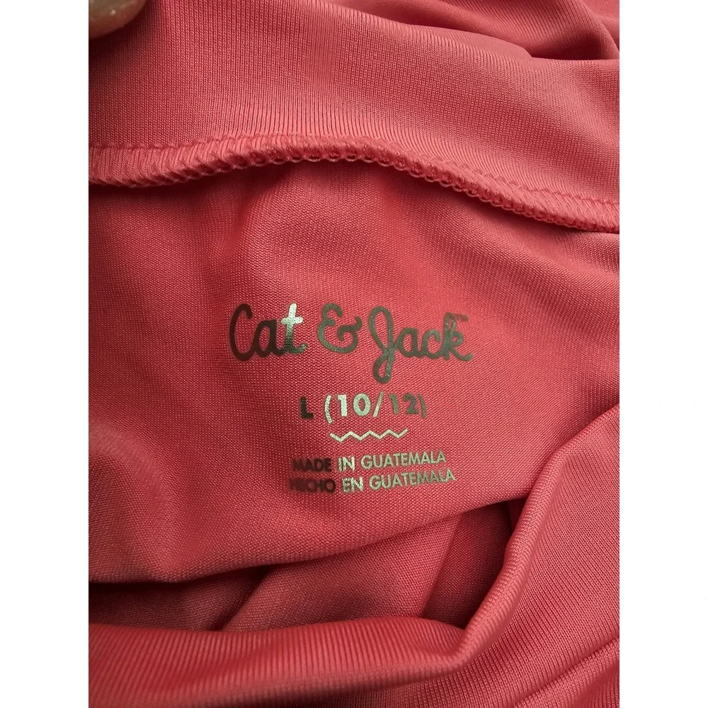 Cat & Jack Girls Long Sleeve Rash Guard Pink Polyester Blend Swimwear Size Large